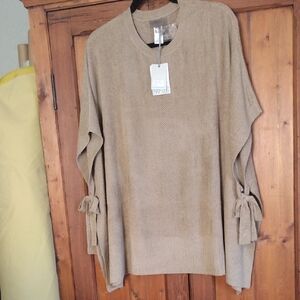 Barefoot Dreams Knit Poncho with Side Ties S/M NWT